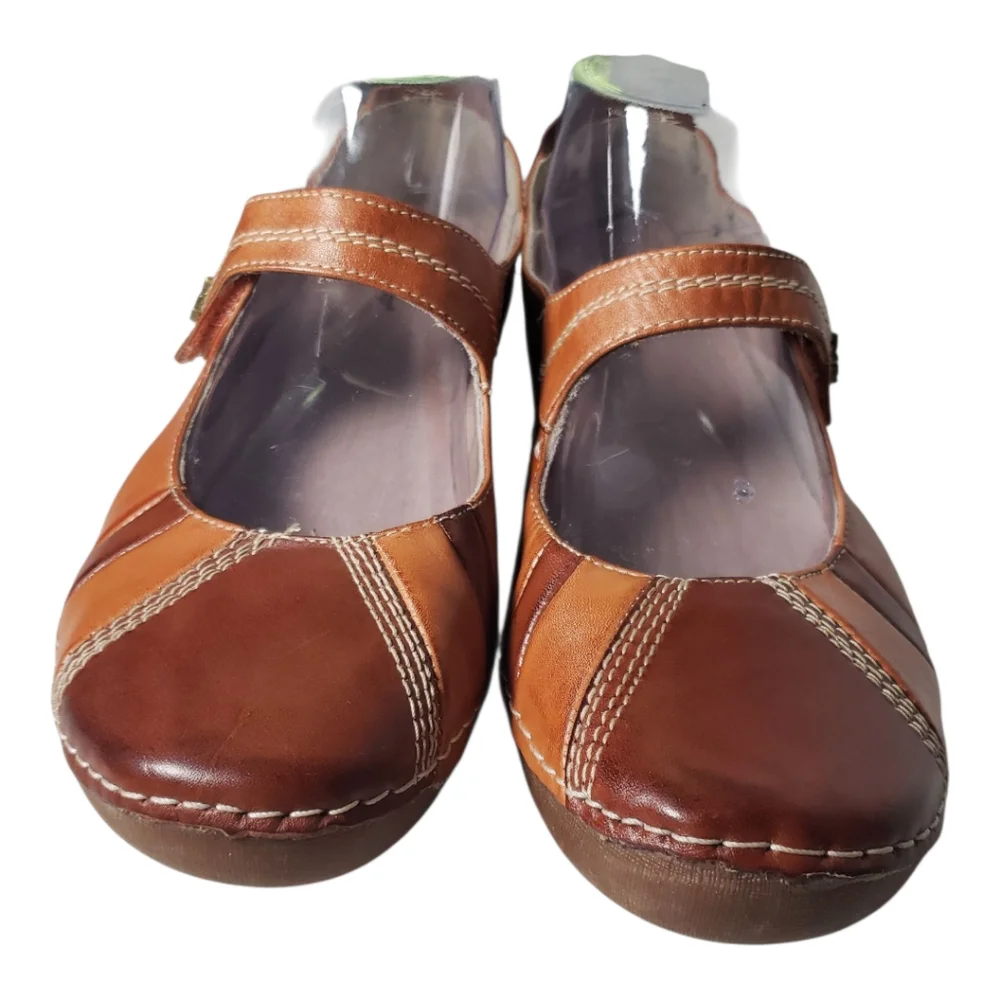 Spring Step Kingston Leather Mary Jane Flat Open Colorblock Gorp Walking Sandal
